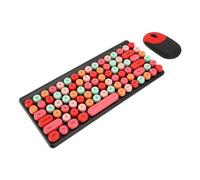 Teclado y Ratón Inalámbricos, Teclado Inalámbrico Colorido y Duradero para PC con Diseño Ergonómico (Black)