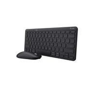 Trust Lyra Pack Teclado y Ratón Inalámbrico Bluetooth, QWERTY Español, 84% Plástico Reciclado, Combo Recargable Compacto para Windows, Mac, PC, Portátil, Tablet, iPad, Android, iOS, Negro