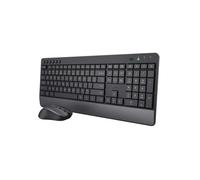 Trust Trezo Teclado y Raton Inalámbrico QWERTY Español, Diseño Sostenible, Teclado Silencioso y Ergonómico, Reposamuñecas, 48 Meses de Batería, 2.4 GHz, Mac, PC, Ordenador Portátil