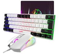 Teclado y ratón para videojuegos, 61 teclas RGB + juego, teclado de tacto mecánico Rainbow LED Gaming Mouse 3600 DPI, para PS4, PS5, PC, Mac, portátil, color