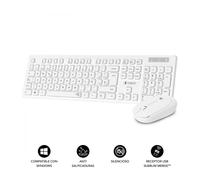 SUBBLIM Combo Teclado y Ratón Business Slim Silencioso Inalámbrico 2.4G Blanco Teclas Planas Resistente A Salpicaduras Merge Technology Diseño Delgado Y Completo Ratón Inalámbrico Ergonómico