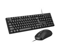 Teclado y Ratón USB Negro de 104 Teclas en Abs, 1 Set | Letras en Inglés, Apto para Escribir y Jugar, Formato Compacto para Equipo de Escritorio