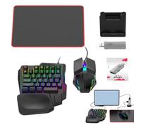 Teclado y ratones LED - Tablero mecánico, rastreador, paquete de control con cable, navegación rápida del cursor de prensa silenciosa, adaptador convertidor ergonómico de media mano | Kit periférico