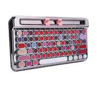 Teclados de computadora coloridos con Bluetooth, teclado mecánico inalámbrico portátil de 76 teclas, teclado punk retro para máquina de escribir con soporte tipo ranura para tarjeta (plata colorida)