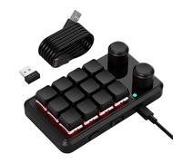 Teclados macros ergonómicos para juegos de 12 teclas con luces RGBs, dos perillas de control y conexión por cable