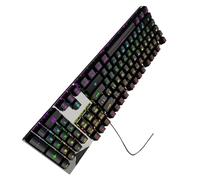 Teclados mecánicos RGB retroiluminados para juegos con interruptores azules, diseño de cables delgados para jugadores de PC, teclados de interruptores azules clicky