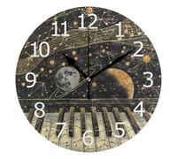 Teclas De Piano De Astrología Reloj De Pared Reloj Pared Silencioso Fáciles De Leer Relojes De Pared para Salón Hogar Decoración 25Cm