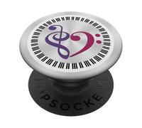 Teclas de Piano Musical bajo Clef Royal Purple y Dark Morera PopSockets PopGrip Adhesivo