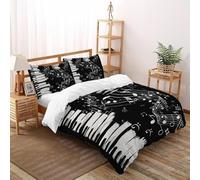 Teclas de Piano Musical Funda Nordica Algodon 3 Piezas 3D Impresa Music Musical Elements con Cremallera Y Funda De Almohada Super King（260x220cm） 100% Microfibra Ropa De Cama