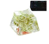 Teclas de resina de flores | Gypsophila Game Keyboard Keycap - Teclado de juego brilla a través de la tecla translúcida R4, experiencia de escritura mejorada para teclado mecánico