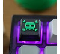 Teclas de teclado mecánico estilo píxel esqueleto verde, teclas iluminadas para gaming, accesorios universales para teclados mecánicos