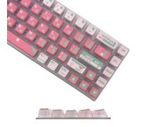 Teclas Pink Dye Sub PBT, teclas de pudín, teclas personalizadas para teclado mecánico para juegos, teclas brillantes, compatibles con 100%, 95%, 80%, 75%, 60% (verde rosa)