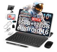 TECLAST P30T Android 16 Tablet 10 Pulgadas, 120Hz Tablet 10 Accesorios, 2GHz Octa-Core, 15GB RAM+128GB ROM(5TB TF), Widevine L1/GPS/6000mAh, Gemini AI Tablets con Teclado+Lápiz+Fund Ratón+Auriculares