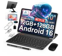 TECLAST P30T Tablet 10 Pulgadas Android 16 Tableta con 10 Accesorios, 12GB RAM+128GB ROM(TF 4TB), 2GHz Octa-Core CPU, Tablet con Teclado+Lápiz+Fund Auriculares, 5G WiFi/Widevine L1/6000mAh/GPS, 2026