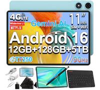 TECLAST P50 Tablet 11 Pulgadas Android 16 Tableta 90Hz, Doble SIM 4G LTE + 5G WiFi, 2GHz Octa-Core T7250 Gemini AI, 128GB ROM(TF 5TB), 7000mAh/Widevine L1/GPS/3.5MM/OTG, Tablet con Teclado+Lápiz+Funda