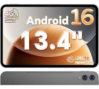 TECLAST T65 Tablet 13.4" Android 16, Pantalla 120Hz, Doble SIM 4G LTE, 2.2GHz Octa-Core, 26 GB RAM + 128 GB RAM, Widevine L1, 8000 mAh, Tableta Grande para Ver Pelis y Streaming