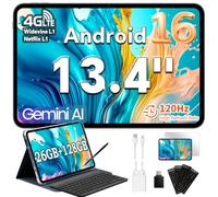 TECLAST T65case Tablet 13.4 Pulgadas Android 16, 120Hz Tablet, Gemini AI, 4G LTE Doble SIM, Tablet con Teclado y Lápiz, 26GB RAM, 128GB ROM(TF 4TB), 8000mAh, Octa-Core, Widevine L1, 5G WiFi, GPS