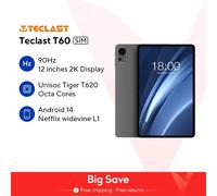 Teclast-Tableta T60 de 12 pulgadas, Tablet 2K 90Hz con Android 14, 8GB + 12GB de RAM, 256GB de ROM, T620, ocho núcleos, 8000mAh, 18W, PD, carga rápida, 4G, VoLTE, GPS Tablet