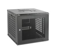 Tecmojo 9U - Gabinete de red de montaje en pared para equipos de TI de 19 pulgadas, con puerta de malla con cerradura y paneles laterales, ventilador de refrigeración, 17.7 pulgadas de profundidad,