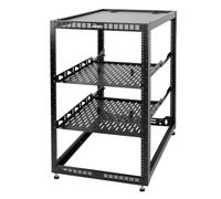 TECMOJO Estante de marco abierto de 20U para servidores y equipo AV, estante de servidor de pie o montaje en pared, con 2 estantes de rack de 1U y accesorios de montaje, estante de red para redes,