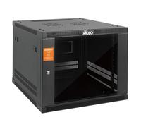 Tecmojo Estante de montaje en pared 9U, kit de estante de montaje en pared cerrado de 23.6 pulgadas de profundidad incluye estante de 1U, soporte en forma de L, 2 ventiladores de refrigeración, puerta