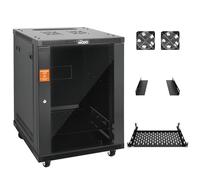 Tecmojo Estante de montaje en pared de 15U, kit de estante de montaje en pared cerrado de 17.7 pulgadas de profundidad incluye estante de 1U, soporte en forma de L, 2 ventiladores de refrigeración,
