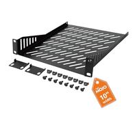 Tecmojo Estante de montaje en rack de 1U para estante de servidores de 10 pulgadas de ancho, bandeja voladiza ventilada de 7.87 pulgadas de profundidad, estante de metal para gabinete de red, recinto