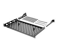 Tecmojo Estante voladizo de montaje en rack de 1U, ventilado de 19 pulgadas para servidor de montaje frontal y estante de red de 254 mm de profundidad con orejas de apoyo traseras y topes