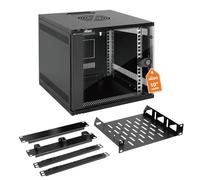Tecmojo Gabinete de datos de montaje en pared de 6U de 330 mm de profundidad, armario de red con estante de rack, paneles de cepillo, organizador de cables para dispositivos AV/IT/Data NAS de 10