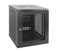 Tecmojo Gabinete de red de montaje en pared 12U para equipos de TI de 19 pulgadas, con puerta de malla con cerradura y paneles laterales extraíbles, ventilador de refrigeración, negro, 450 mm de