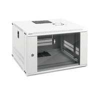 Tecmojo Gabinete de red de montaje en pared 6U para equipos de TI de 19 pulgadas, con puerta de vidrio con cerradura y paneles laterales, ventilador de refrigeración, 17.7 pulgadas de profundidad,