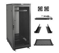 Tecmojo Gabinete de red para servidores de 27U, 23.6 pulgadas de profundidad, soporta hasta 1600 libras, gabinete con cerradura con ruedas y accesorios completos, puerta de malla, para el hogar,