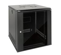 Tecmojo Gabinete de servidor de 12U de 450 mm de profundidad para montaje en pared, gabinete de red de TI, puerta con cerradura y paneles laterales, color negro, puerta de vidrio estándar, para
