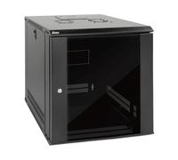 Tecmojo Gabinete de servidor de montaje en pared de 12U, gabinete de red de TI, puerta con cerradura y paneles laterales, negro, ventilador de refrigeración, puerta de cristal, profundidad de 17.7