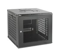 Tecmojo Gabinete de servidor de montaje en pared de 450 mm de profundidad 9U, gabinete de red de TI, puerta con cerradura y paneles laterales, color negro, puerta de malla local, para equipos de TI de