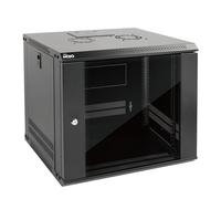 Tecmojo Gabinete de servidor de montaje en pared de 9U de 450 mm de profundidad, gabinete de red de TI, puerta con cerradura y paneles laterales, negro, puerta de vidrio estándar, para equipos de TI