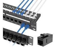 Tecmojo Panel de conexión de red Cat6A de 19 pulgadas para interruptor de red, estantes de servidor de 19 pulgadas y armarios de red, soporte de 10G, montaje en rack, con gestión de cables (panel de