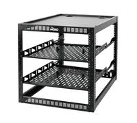Tecmojo Rack de red de marco abierto de 12U para equipo de TI y AV, estante AV de pie o montado en la pared, con 2 estantes de rack de 1U y accesorios de montaje, estante de red para dispositivos de