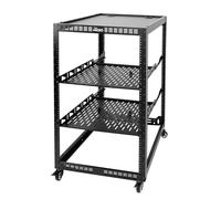TECMOJO Rack de red de marco abierto de 20U para equipo de TI y AV, 4 postes con ruedas, móvil con 2 estantes de servidor 1U y accesorios de montaje, para red de 19 pulgadas, dispositivo de audio y