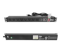 Tecmojo - Tira de alimentación horizontal de 8 tomacorrientes para montaje en bastidor de 1U con indicadores LED de protección contra sobretensiones, distribución de energía de cable de 6 pies para TI