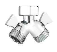 Tecmolog Distribuidor de grifo de 2 vías 3/4 pulgadas latón Y adaptador grifo lavadora para manguera de jardín, cromo, DSF017A