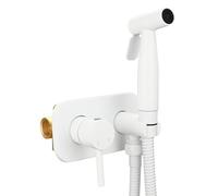 Tecmolog Ducha Inodoro Empotrado Agua Caliente y Fria Grifo Monomando Bidet Acero Inox con Manguera, Blanco, WS024WF1