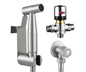 Tecmolog Grifo Bidet Pulverizador Acero Inoxidable Kit Ducha Higienica Duchas Bidet Mano Con Mezclador Termostático Caliente y Fría, WS024F1A