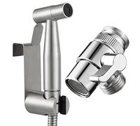 Tecmolog Kit Ducha de Lavabo Acero Inoxidable Ducha Bidet Portatil para WC Mano Grifos de Bidé Shattaf con Soporte Ducha, Valvula Desviadora y Manguera Ducha 2m, WS024F7