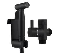 Tecmolog Kit Grifo Bidet Acero Inoxidable Ducha de Lavabo Negro Pulverizador Bidet Inodoro de Mano con Manguera WC, Soporte Grifo de Bide, WS024CF