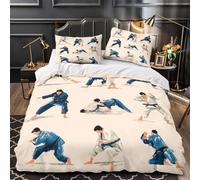 Técnicas de Judo Funda de Edredón Cremallera Oculta Microfibra Suave 3 Piezas Impresión 3D con Fundas de Almohada Lavables Artes Marciales dinámicas Funda Edredon for jóvenes Single（140x200cm）