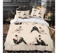 Técnicas de Judo Funda de Edredón Estampado 3D Microfibra Suave 3 Piezas Cremallera Oculta con Fundas de Almohada Suave Ilustración de Artes Marciales Funda Edredon for jóvenes Single（140x200cm）
