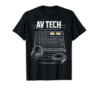 Técnico Audiovisual AV Tech Mixing Console Pro Camiseta gráfica económica, Hombre, Negro, M