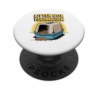 Técnico de Caja de Arena Gato Amante Gato PopSockets PopGrip Adhesivo