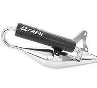 Tecnigas Tubo de escape deportivo Q-Tre cromado/carbono para compatible con Speedfight 3 50 / Escape compatible con Speedfight 4 (50 ccm de 2 tiempos)